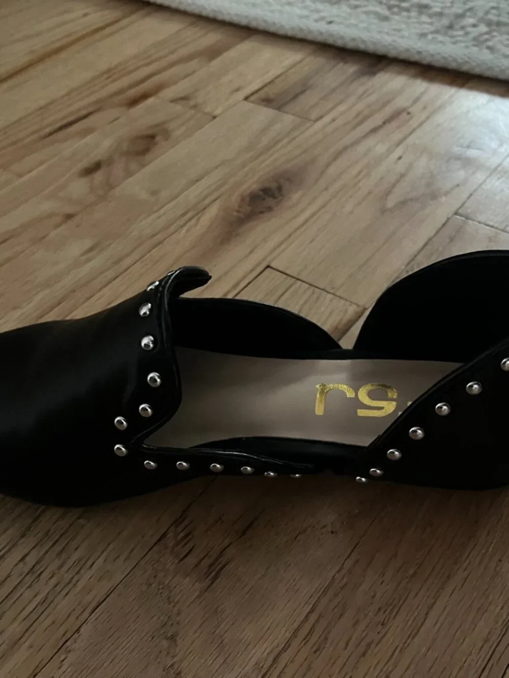 Black Studded Leather Loafers